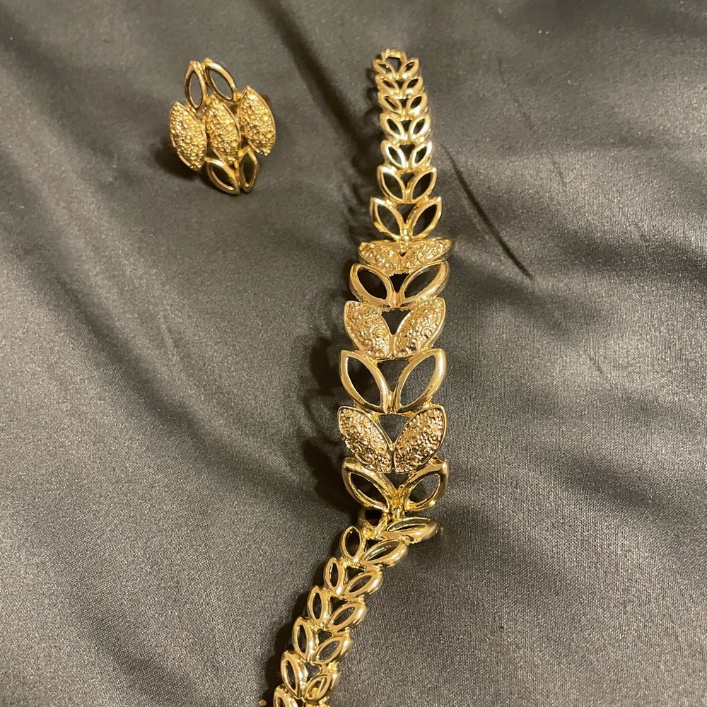 Gold plated bracelet and adjustable ring